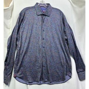 Visconti Men's Multi Color Geometric Pattern Shirt Long Sleeve Button Up XL